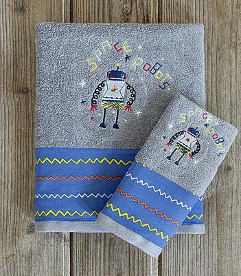 Kocoon Σετ Βρεφικές Πετσέτες Space Robots 30×50 & 70x120cm