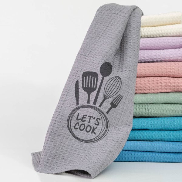Borea Ποτηρόπανα Κουζίνας Waffle Let’s Cook – Μπλε