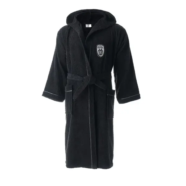 Vesta Home Μπουρνούζι Paok Με Κουκούλα Black Large