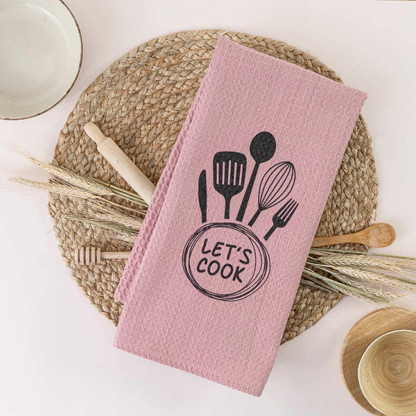 Borea Waffle Ποτηρόπανο από 100% Βαμβάκι σε Ροζέ Χρώμα 50x70cm